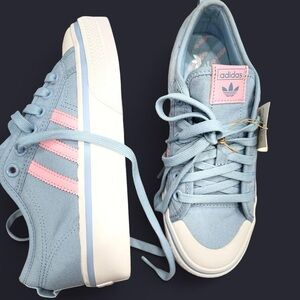 Adidas Women's Pastel Blue and Pink Sneakers